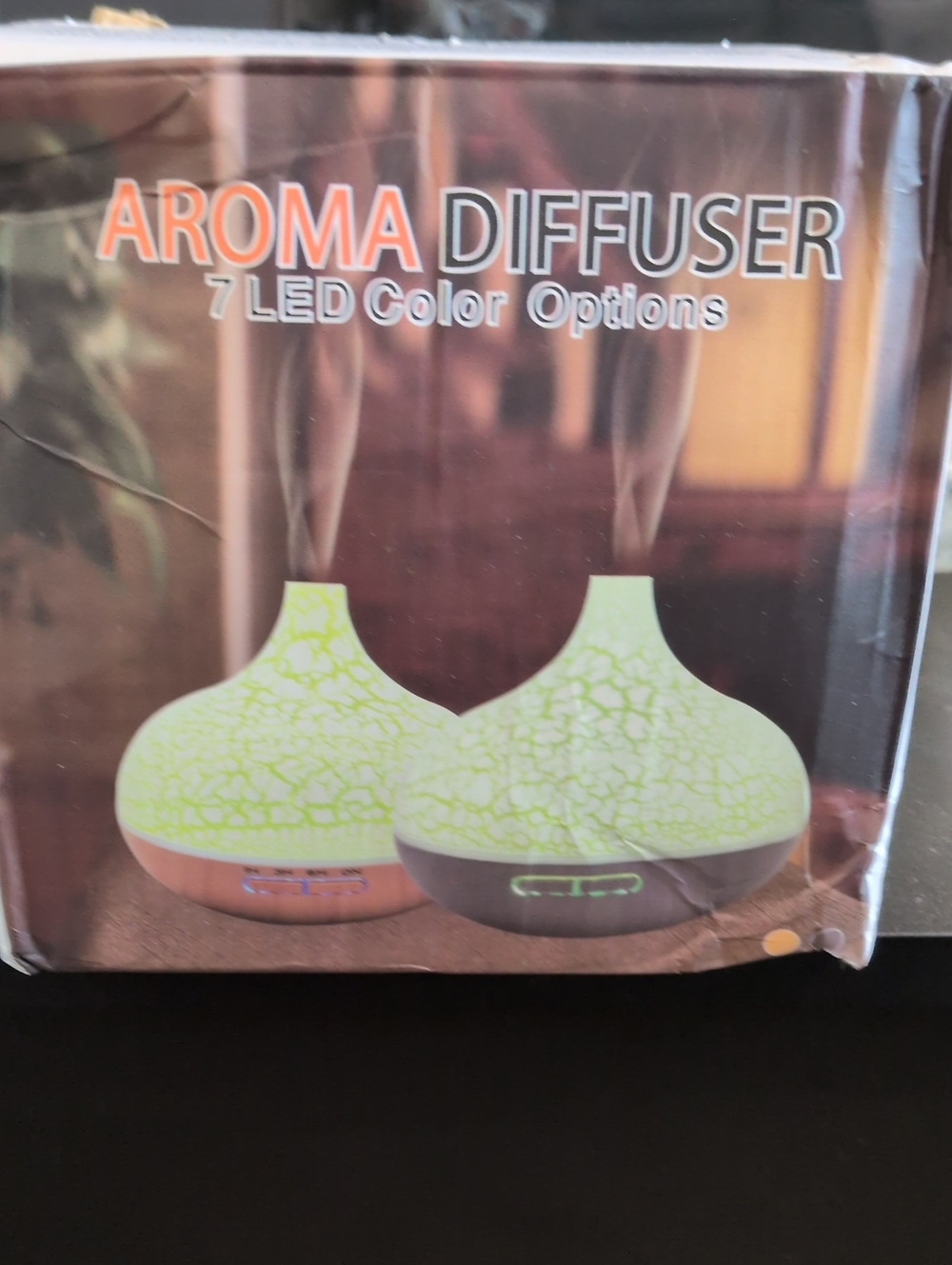 Crackled Green Aroma Diffuser Lantern with LED Mood Light